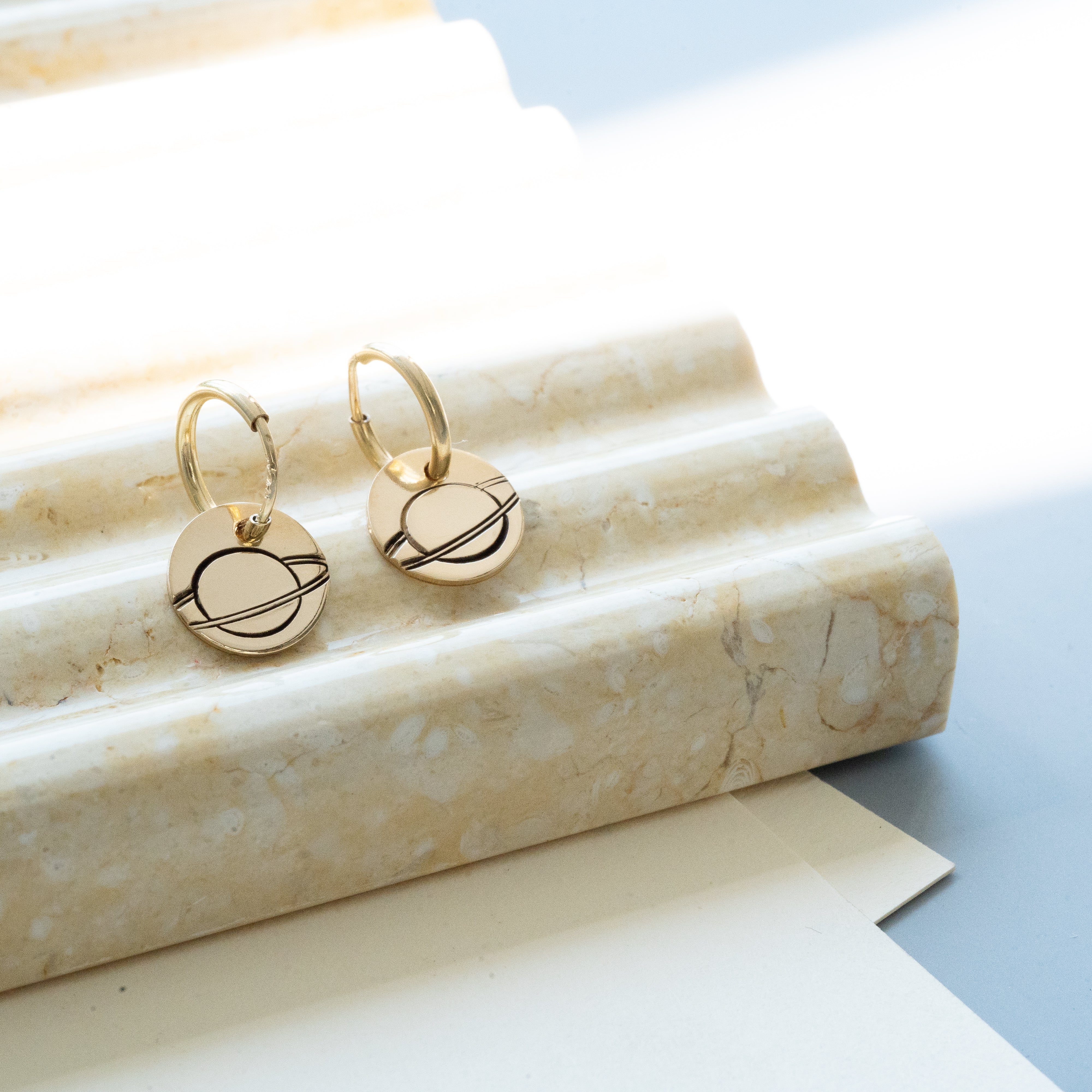 Petite Saturn Hoop Earrings